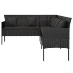 vidaXL Canapé de jardin en forme de L et coussins noir résine tressée