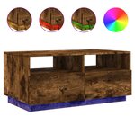 vidaXL Table basse avec lumières LED chêne fumé 90x49x40 cm