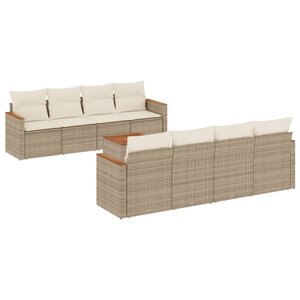 vidaXL Salon de jardin avec coussins 9 Pièces beige résine tressée