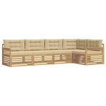vidaXL Ensemble de canapés d'extérieur 6 pc Blanc et Beige Polyester