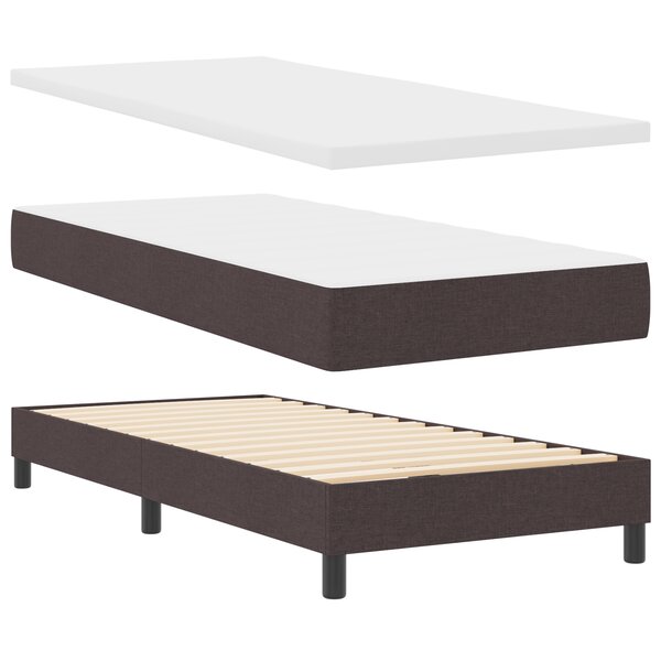 Lit box spring avec matelas vidaXL marron foncé 90x200 cm tissu
