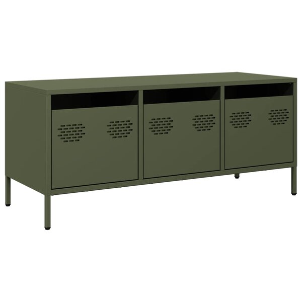 vidaXL Meuble TV vert olive 101 5x39x43 5 cm acier laminé à froid