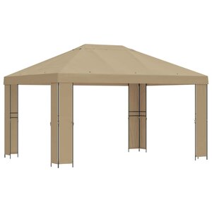 vidaXL Pavillon 4 × 3 m Beige Polyester et Acier 190 gsm
