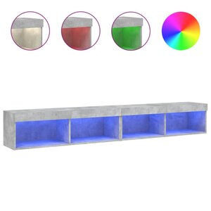 vidaXL Meubles TV avec lumières LED 2 Pièces gris béton 100x30x30 cm