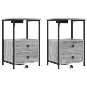 vidaXL Cabinet de chevet avec tiroir 2 Pièces Gris Sonoma 40 x 31 x 60 cm