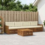 vidaXL Ensemble de canapés d'extérieur 5 pc Naturel et Crème