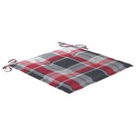 vidaXL Chaises de jardin et coussins à carreaux rouge lot de 3 Teck