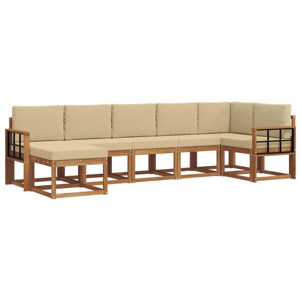 vidaXL Ensemble de canapés d'extérieur 7 pc Naturel et Beige