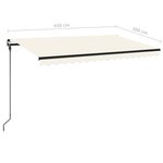 vidaXL Auvent manuel rétractable 450x300 cm Crème