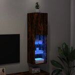 vidaXL Meuble TV avec lumières LED chêne fumé 30 5x30x102 cm