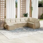 vidaXL Salon de jardin avec coussins 8 Pièces beige résine tressée