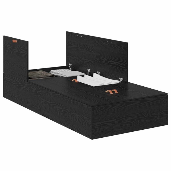 vidaXL Cadre de lit avec rangement Chêne noir 100 x 200 cm