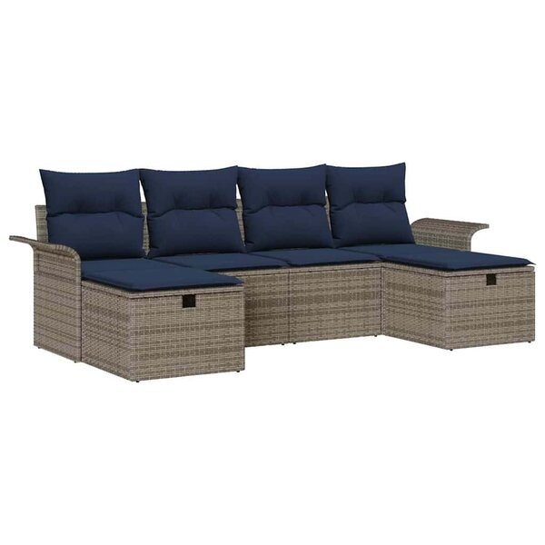 vidaXL Ensemble de canapé de jardin avec coussin 6 Pièces Poly rotin