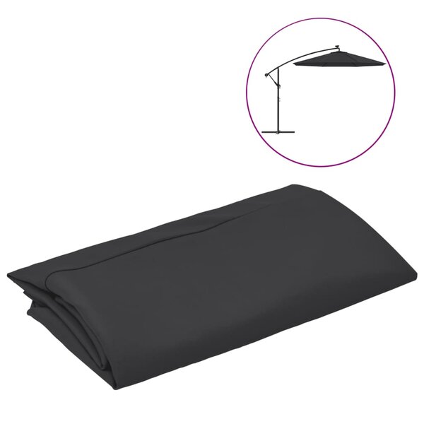 vidaXL Tissu de remplacement pour parasol déporté Noir 350 cm