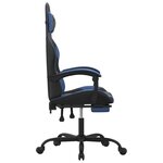 vidaXL Chaise de jeu pivotante et repose-pied Noir et bleu Similicuir