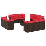vidaXL Salon de jardin avec coussins 13 Pièces marron résine tressée
