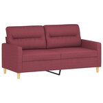 vidaXL Ensemble de canapés 3 Pièces avec coussins rouge bordeaux tissu