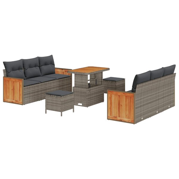 vidaXL Ensemble de canapé de jardin avec coussin 9 Pièces Gris