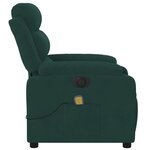 vidaXL Fauteuil inclinable de massage électrique vert foncé velours