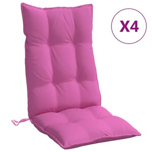 vidaXL Coussins de chaise à dossier haut lot de 4 rose tissu oxford