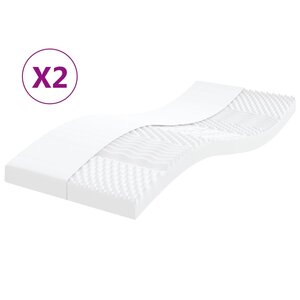 vidaXL Matelas en mousse 2 Pièces blanc 100x200 cm 7 zones dureté 20 ILD