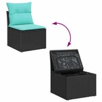 vidaXL Ensemble de canapé de jardin 8 Pièces Noir et turquoise