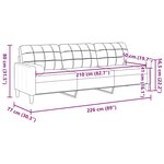vidaXL Canapé 3 places avec oreillers bordeaux 210 cm velours