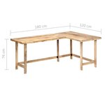 Bureau table meuble travail informatique 120 cm bois de manguier massif 0502095