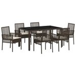 vidaXL Ensemble de salle à manger pour jardin 7 Pièces Marron Poly rotin