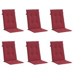 vidaXL Coussins de chaise de jardin à dossier haut lot de 6 bordeaux
