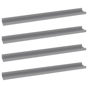 vidaXL Étagères murales 4 Pièces Gris 80x9x3 cm