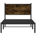 vidaXL Cadre de lit en métal sans matelas chêne fumé 100x190 cm