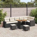 vidaXL Ensemble de canapé de jardin avec coussin 9 Pièces Noir et crème