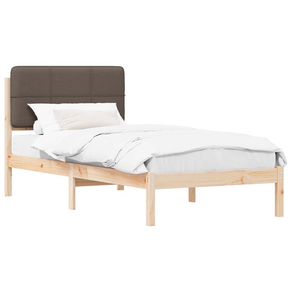 vidaXL Cadre de lit avec tête de lit rembourrée Taupe 90 x 190 cm