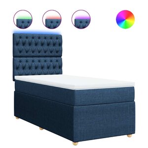 vidaXL Sommier à lattes de lit avec matelas Bleu 90x190 cm Tissu