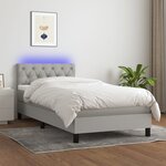 vidaXL Sommier à lattes de lit avec matelas et LED Gris clair 80x200cm