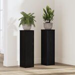 vidaXL Supports pour Plantes - 2 Pièces en Chêne Noir - 17 x 17 x 60 cm - Bois d'Ingénierie