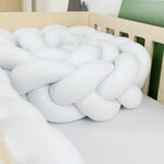 Tour de lit tressé coton gris OEKO TEX anti-allergique - 200 cm