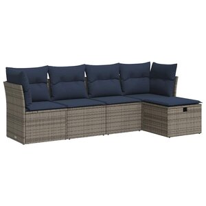 vidaXL Salon de jardin 5 Pièces avec coussins gris résine tressée