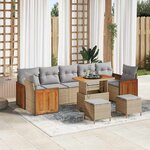 vidaXL Ensemble de canapé de jardin 10 Pièces Beige 90 x 55 x 71 cm