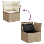 vidaXL Salon de jardin avec coussins 7 Pièces beige résine tressée