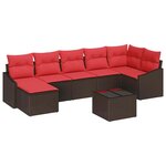 vidaXL Ensemble de Canapés avec coussin 8 Pièces Marron polyrotin