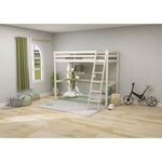 Lit mezzanine enfant - ERIKA - Pin massif blanchi - Sommier inclus - 90 x 190 cm