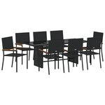Ensemble de salle à manger de jardin de 9 pièces vidaXL en poly rattan noir