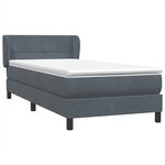 vidaXL Sommier à lattes de lit et matelas gris foncé 90x220 cm velours