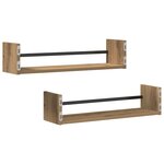 vidaXL Étagères murales 2 Pièces Chêne artisanal 60x16x14 cm Bois d'ingénierie