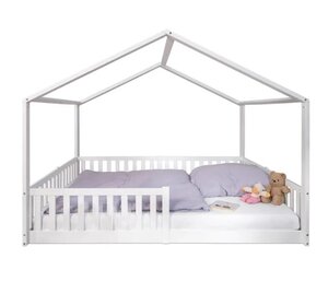 Lit cabane Enno 90x200 en bois blanc