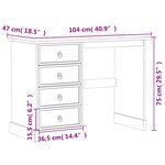 vidaXL Coiffeuse Corona 104x47x75 cm bois de pin massif