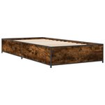 vidaXL Cadre de lit chêne fumé 90x200 cm bois d'ingénierie et métal