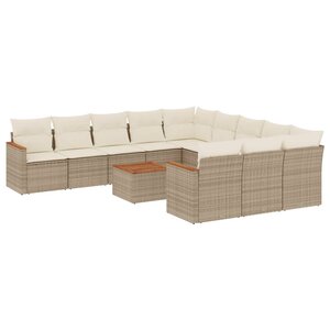 vidaXL Salon de jardin avec coussins 12 Pièces beige résine tressée